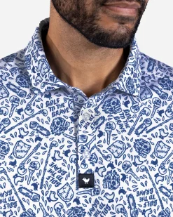 Bad Birdie X Liquid Death Blue Polo