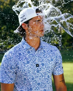 Bad Birdie X Liquid Death Blue Polo